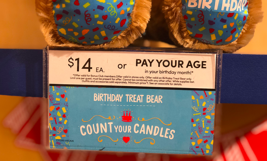 Build-A-Bear Count Your Candles Program: Pay Your Age for Birthday Bear During Birthday Month